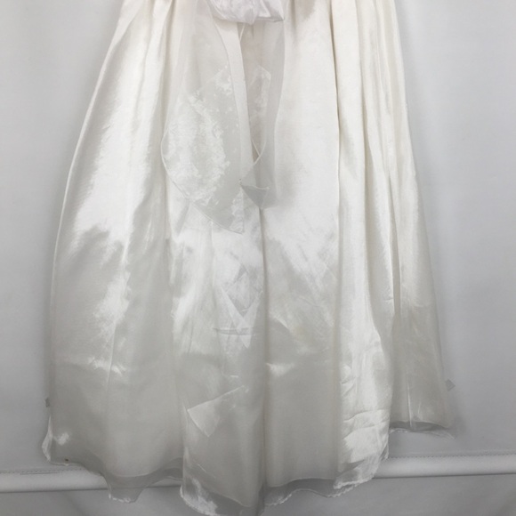 First Communion Dress White Sheer Satin Overlay Tank Pearl Flower Appliqué Sz 10 - Picture 11 of 16